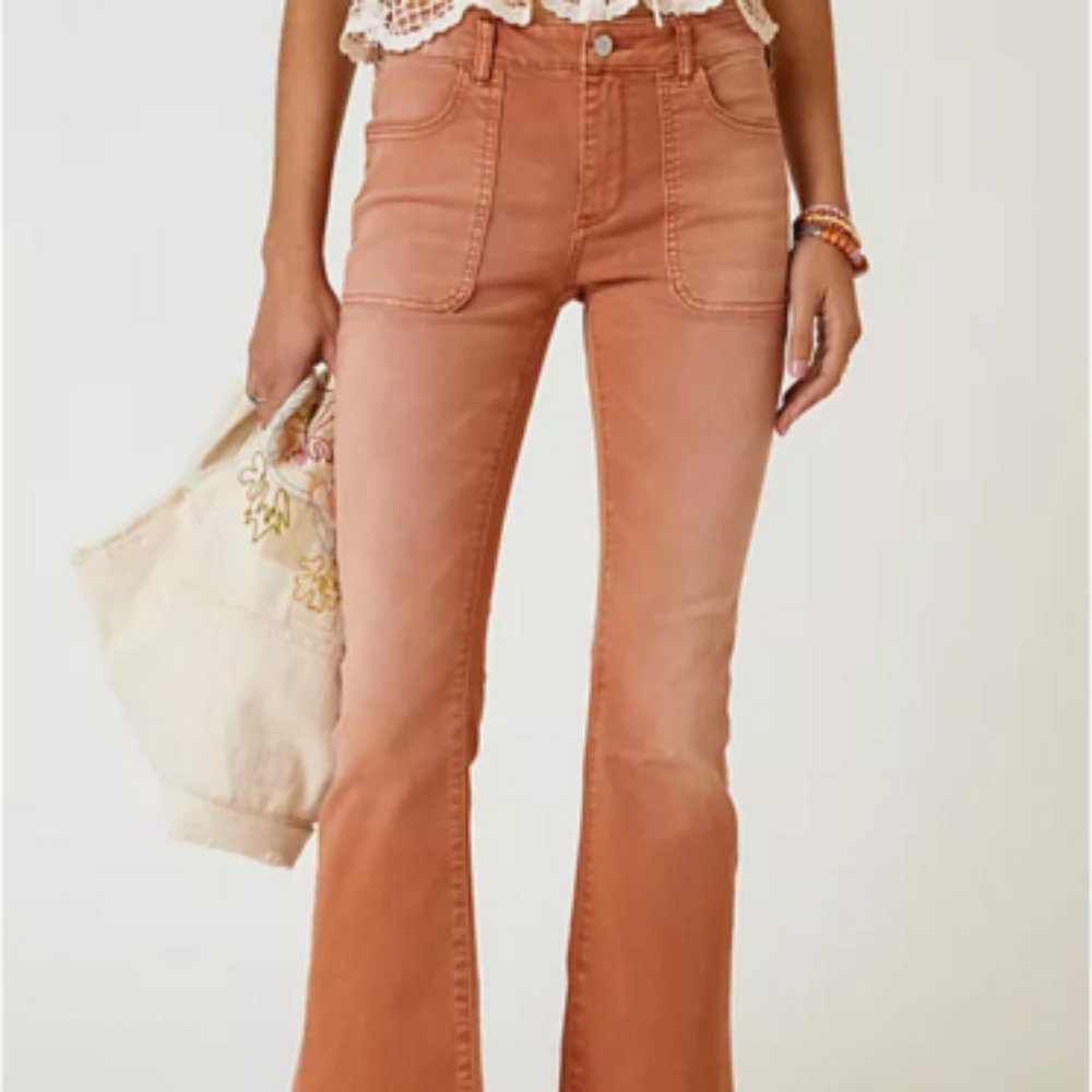 Pilcro The Icon Low-Rise Flare Jeans in Bronze from Anthropologie